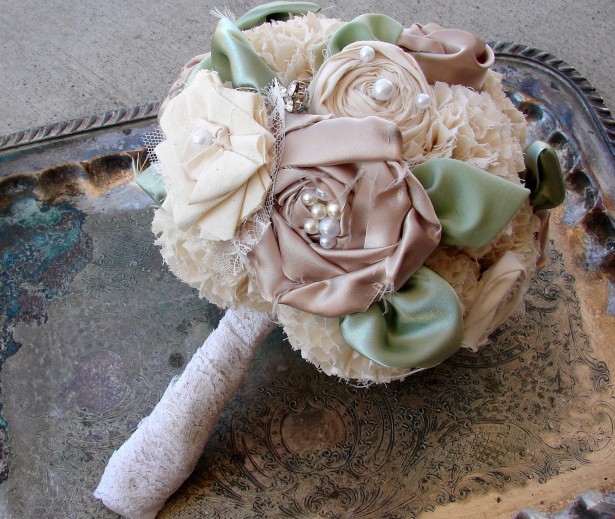 Fabric Flower Artificial Wedding Bouquet