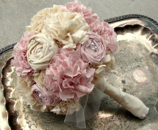 Fabric Flower Wedding Bouquet